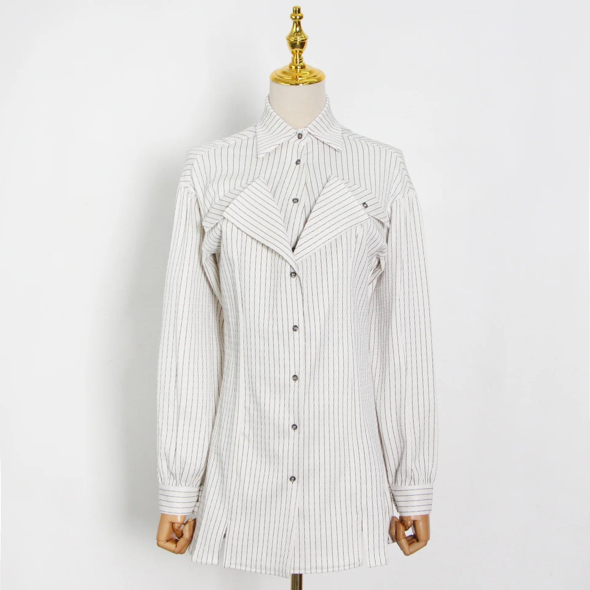 New Style Casual Slim Fit Striped Suit Collar Side Slit Long-sleeved casual  Fashion elegant Women's Shirts blouse for ladies