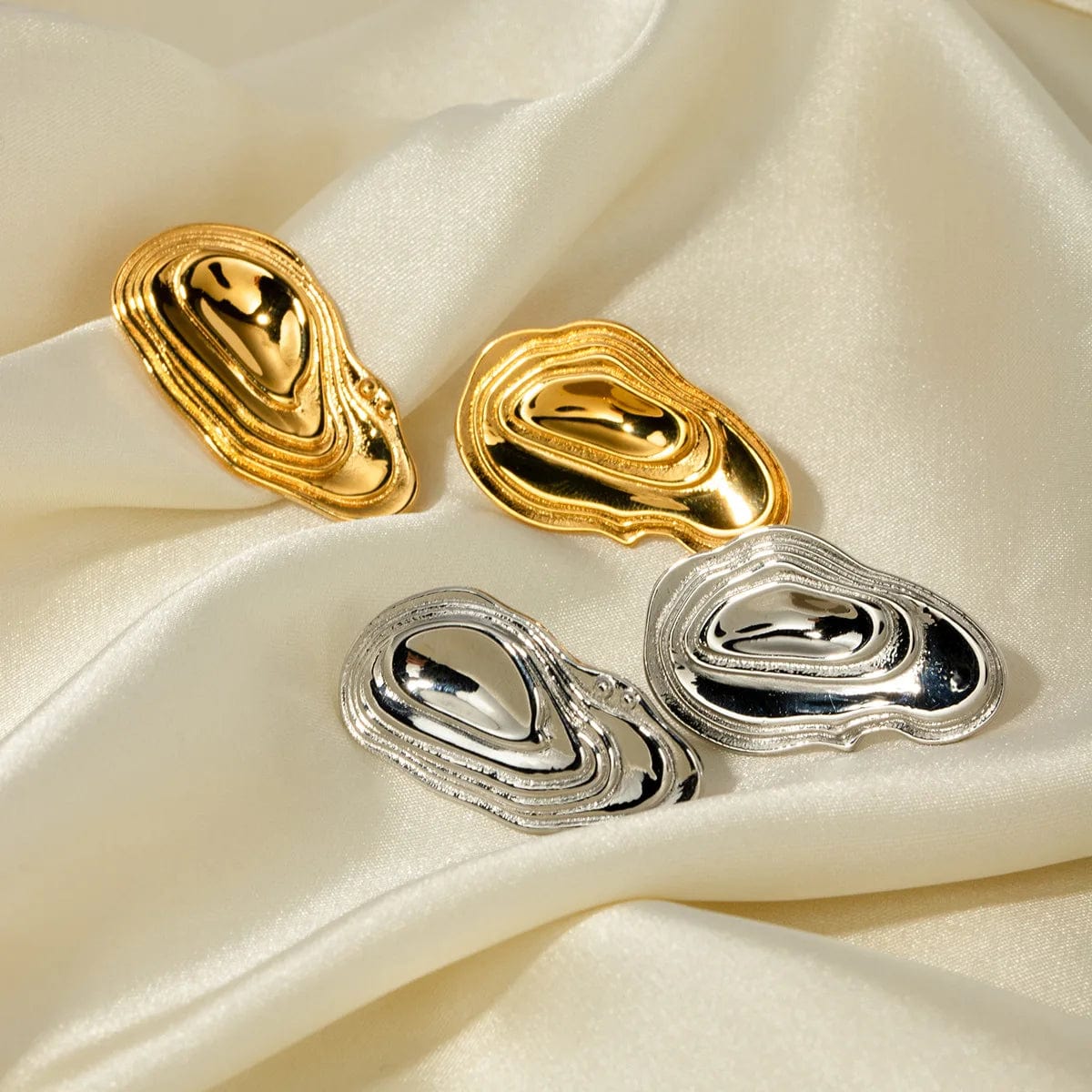 New Style Dainty 18K Gold Plated Stainless Steel Jewelry Waterproof Simple Bamboo Hoop Earrings for Women
