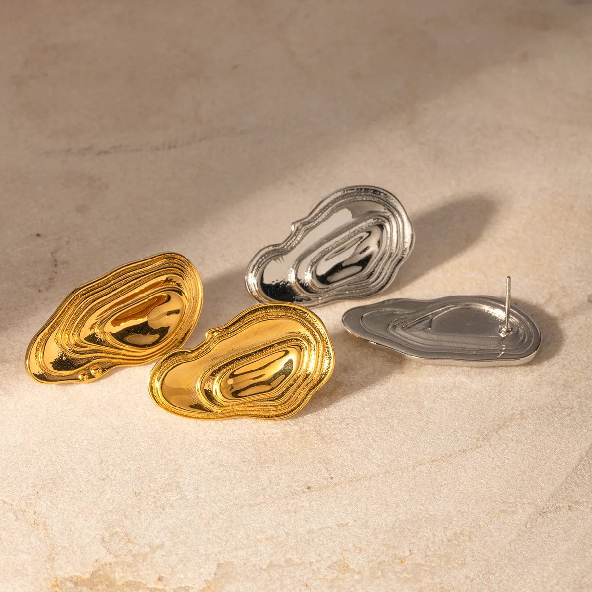 New Style Dainty 18K Gold Plated Stainless Steel Jewelry Waterproof Simple Bamboo Hoop Earrings for Women