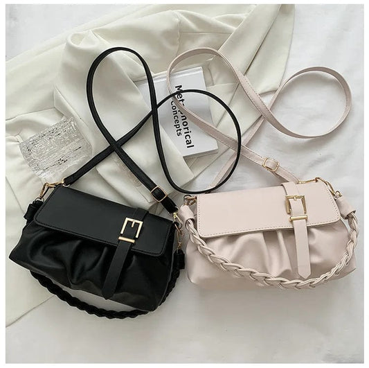 New Style Fold Fashion Weave Crossbody Girls Leather Chains for Hand Bags Women