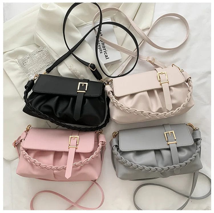 New Style Fold Fashion Weave Crossbody Girls Leather Chains for Hand Bags Women