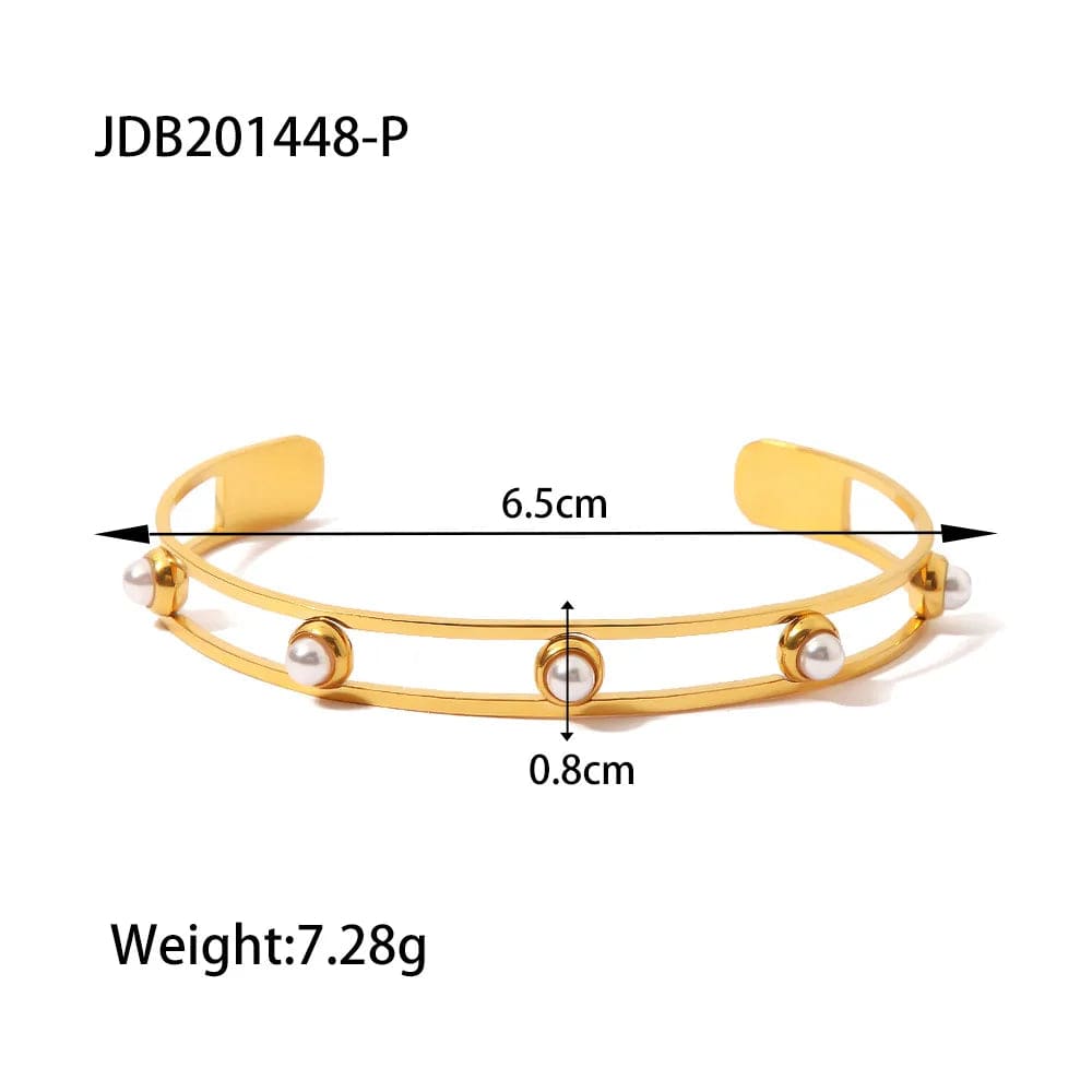 New Style Waterproof 18K Gold Plated Stainless Steel Jewelry Party Gift Wide Opening Texture Bracelet for Women