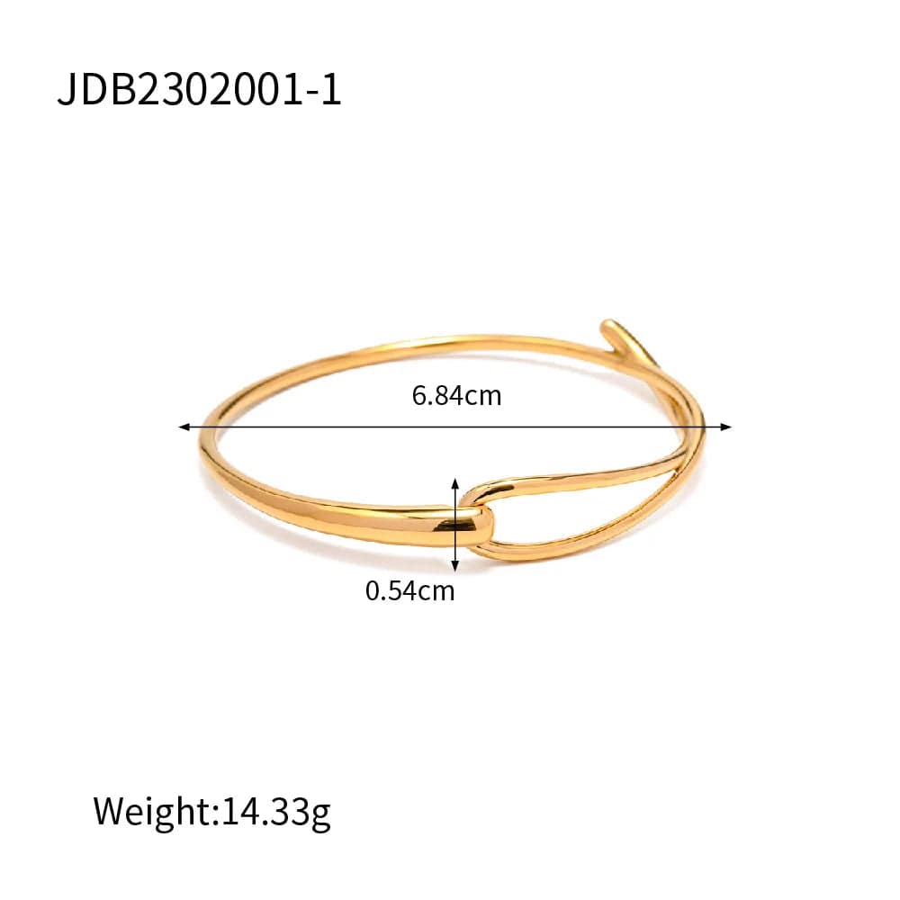 New Style Waterproof 18K Gold Plated Stainless Steel Jewelry Party Gift Wide Opening Texture Bracelet for Women