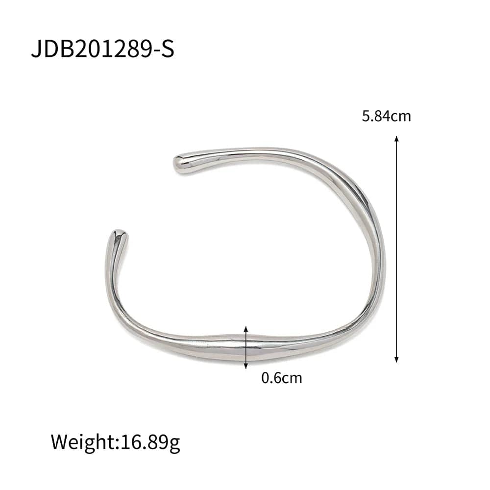New Style Waterproof 18K Gold Plated Stainless Steel Jewelry Party Gift Wide Opening Texture Bracelet for Women