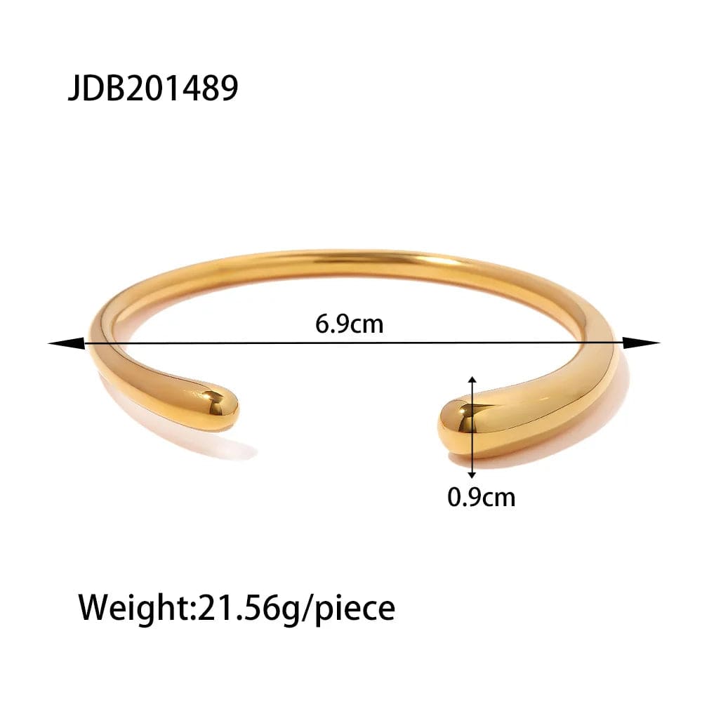 New Style Waterproof 18K Gold Plated Stainless Steel Jewelry Party Gift Wide Opening Texture Bracelet for Women