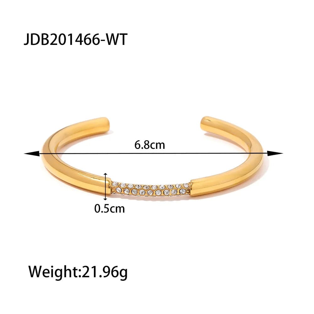 New Style Waterproof 18K Gold Plated Stainless Steel Jewelry Party Gift Wide Opening Texture Bracelet for Women