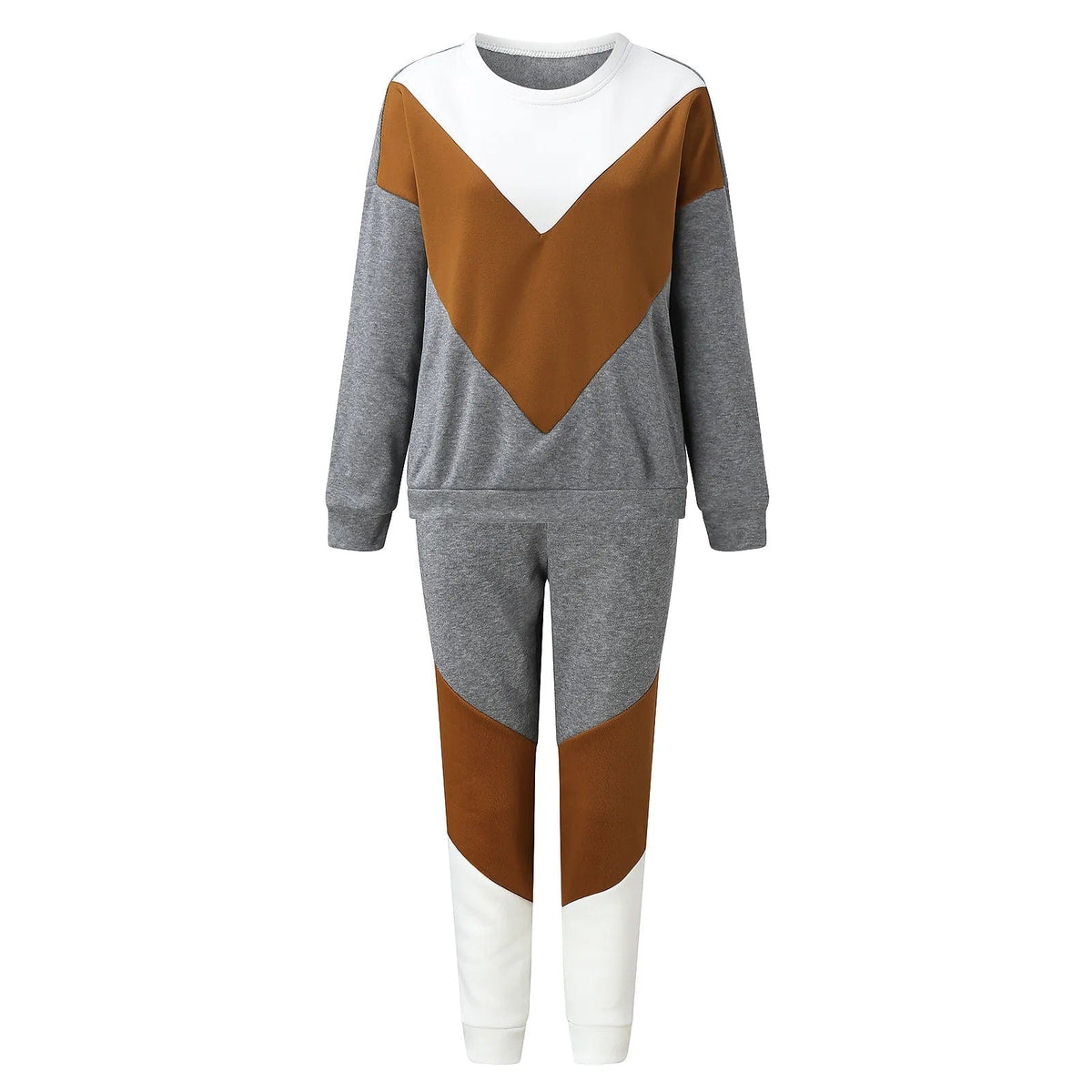New Stylish Custom Logo Athleisure Track Suit Sweatshirt Blocking Tracksuits for Women and Jogging Sweatsuit 2 Piece Set Color