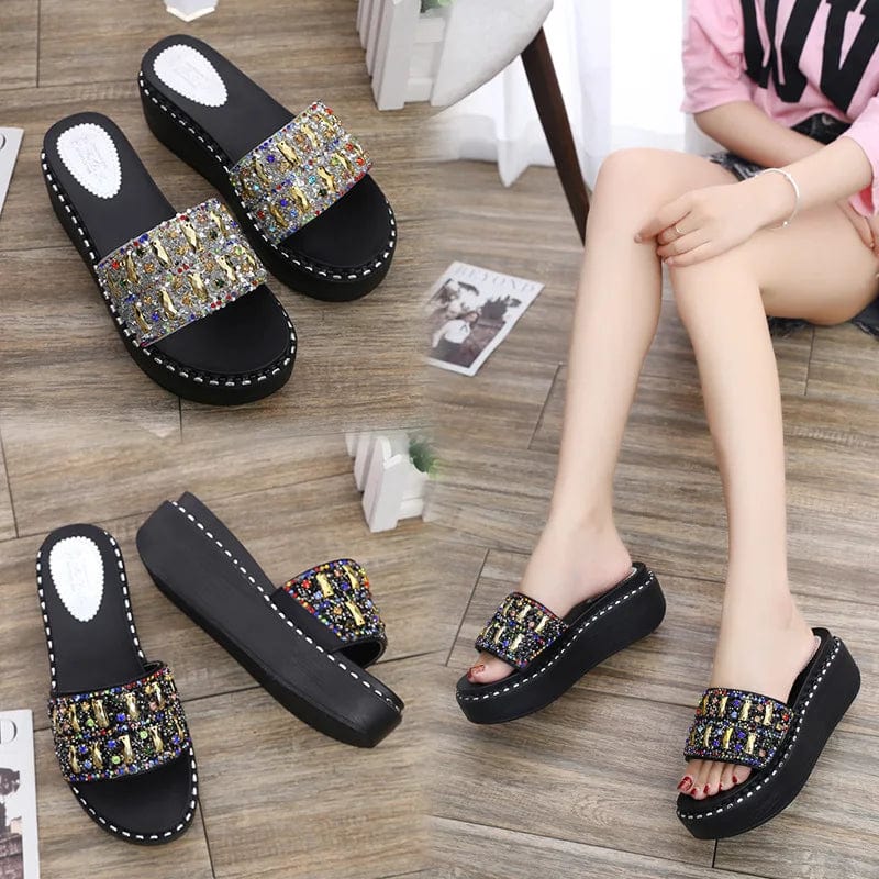 New Summer adult Shoes online celebrity Casual slipper woman Fashionable colorful sequins Beach Non-slip Outdoor Sandals
