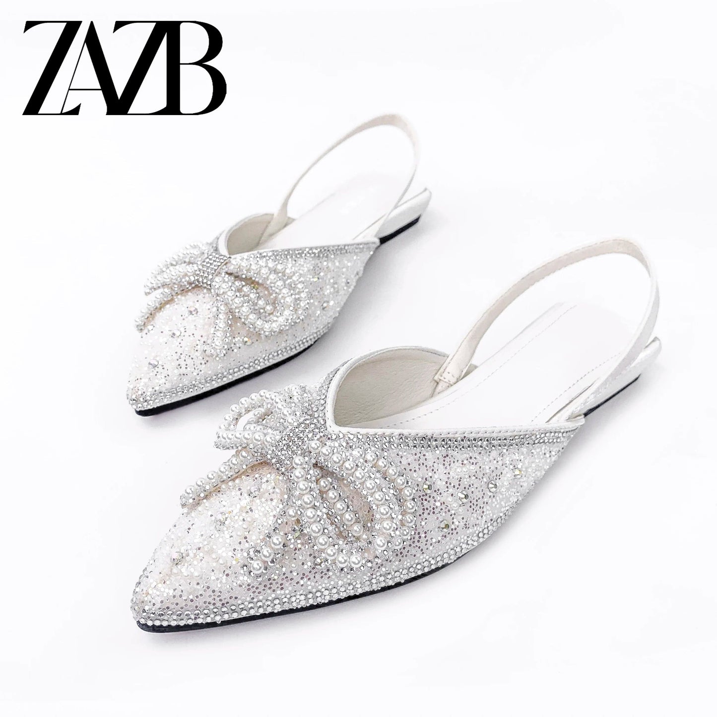New summer wholesale bowknot Pointed head women's flat sandals Rome fashion One word band shoes Elegant office