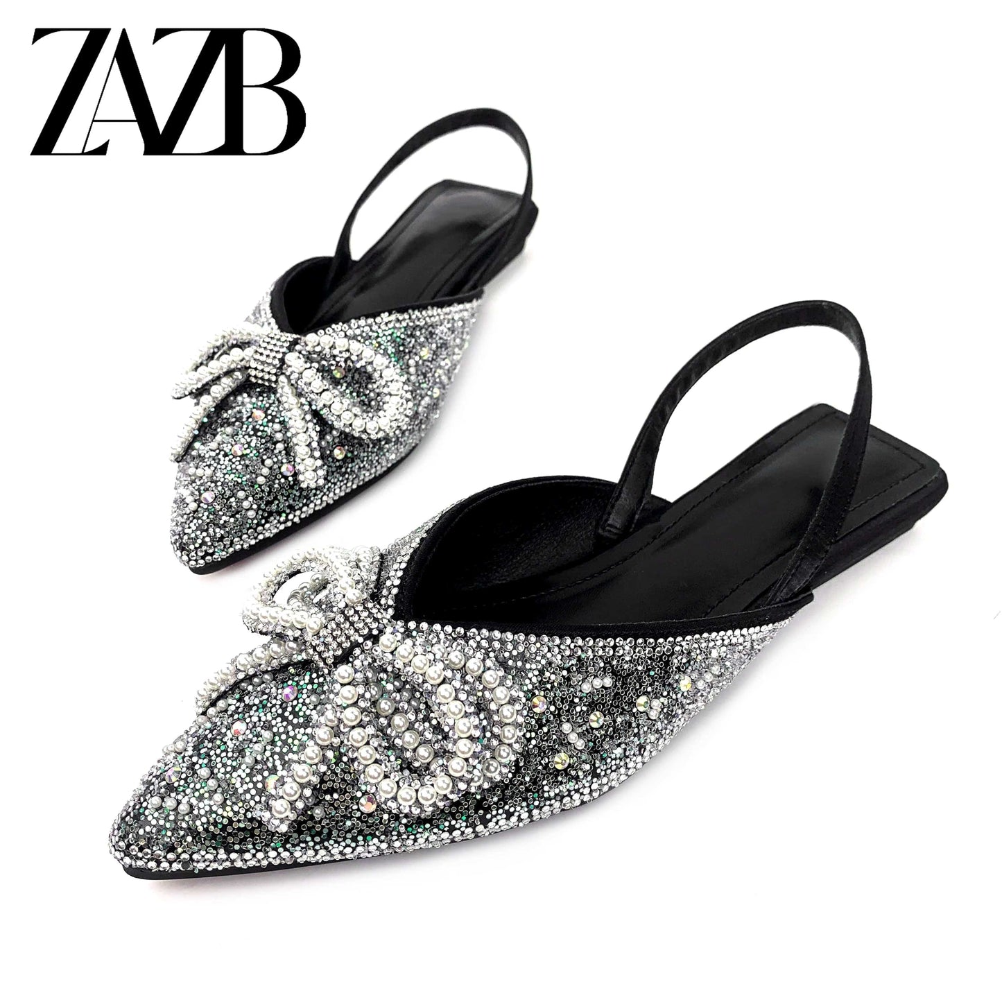 New summer wholesale bowknot Pointed head women's flat sandals Rome fashion One word band shoes Elegant office