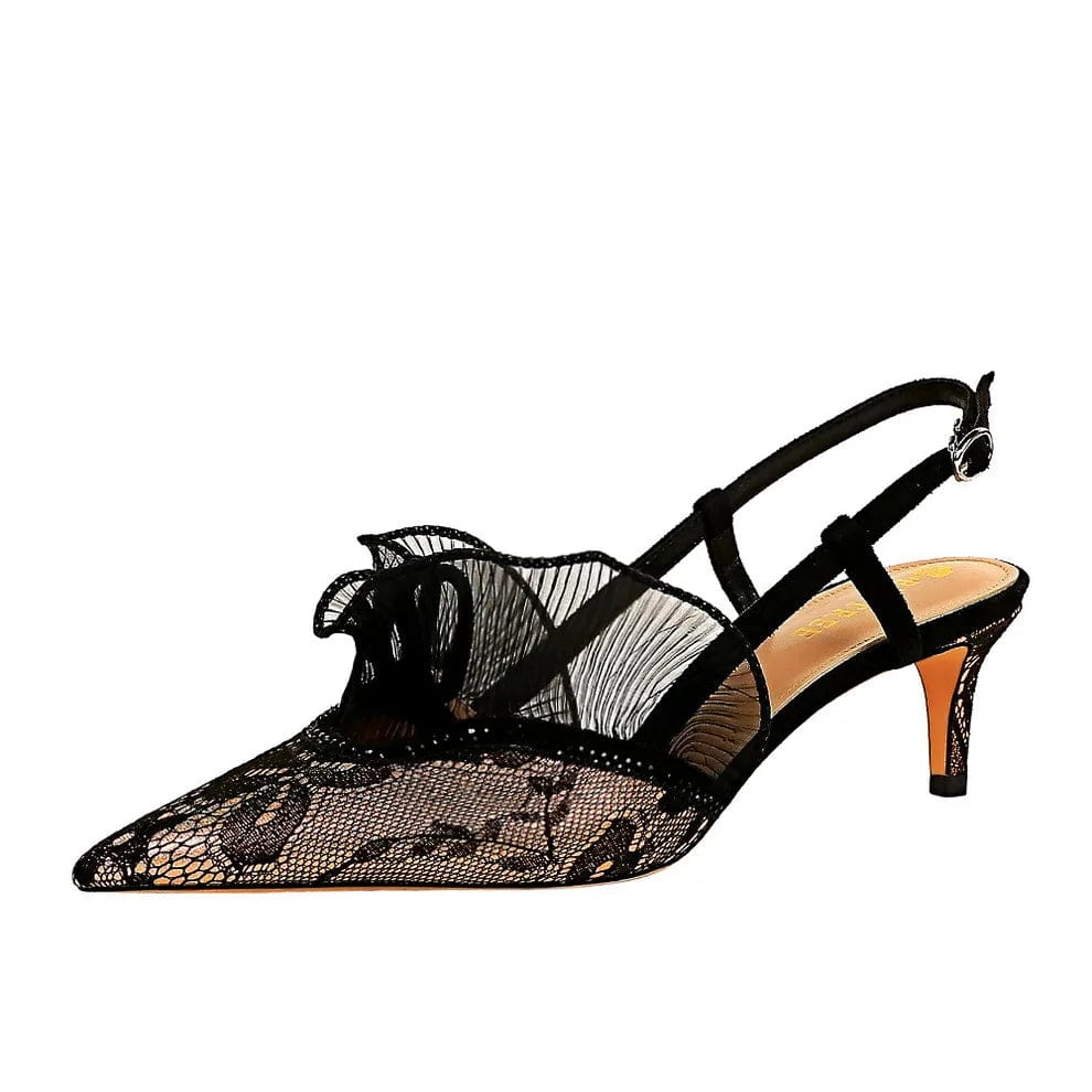 New Summer Women Shoes Sexy Mesh Lace Mujer Shoes Hollow Out Slingback High Heel Sandals For Ladies Nightclub Party Dress Sandal