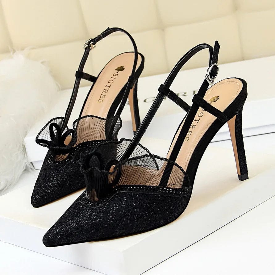New Summer Women Shoes Sexy Mesh Lace Mujer Shoes Hollow Out Slingback High Heel Sandals For Ladies Nightclub Party Dress Sandal