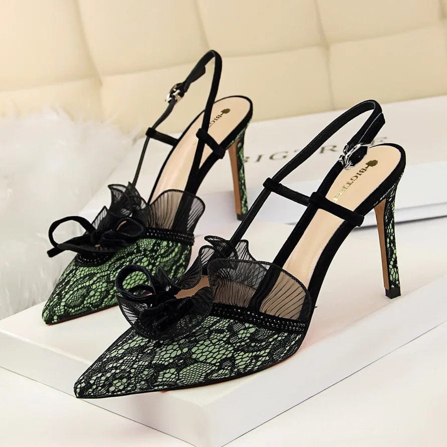 New Summer Women Shoes Sexy Mesh Lace Mujer Shoes Hollow Out Slingback High Heel Sandals For Ladies Nightclub Party Dress Sandal