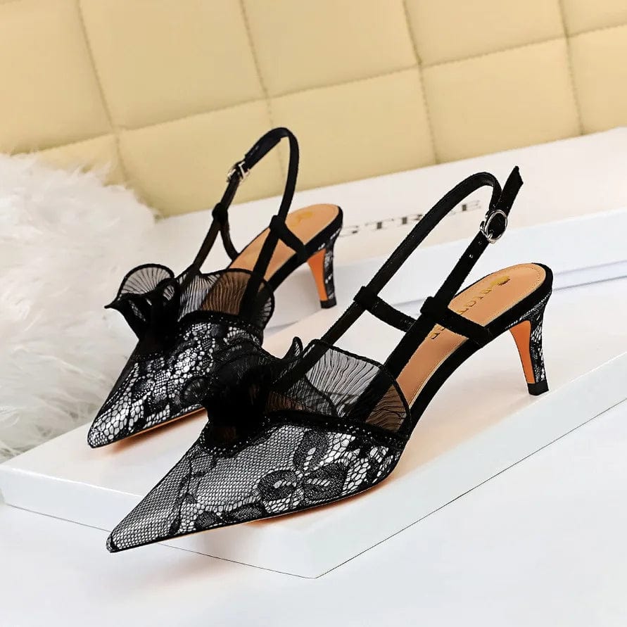 New Summer Women Shoes Sexy Mesh Lace Mujer Shoes Hollow Out Slingback High Heel Sandals For Ladies Nightclub Party Dress Sandal