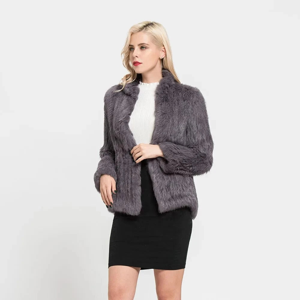 New Thick Knitted Real 100% Genuine Rabbit Fur Coat Women's Winter Outwear Fashion Style Ladies Jackets