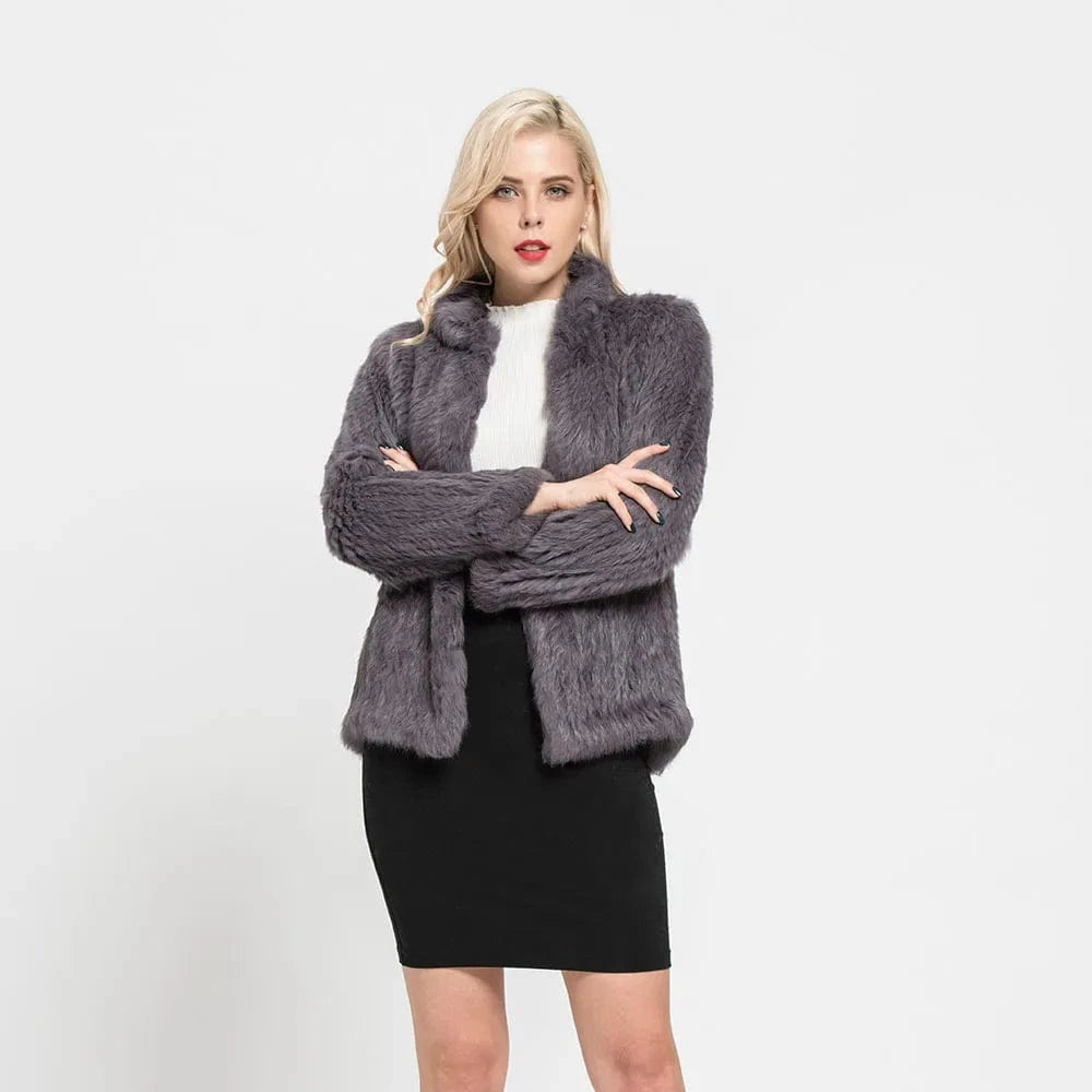 New Thick Knitted Real 100% Genuine Rabbit Fur Coat Women's Winter Outwear Fashion Style Ladies Jackets