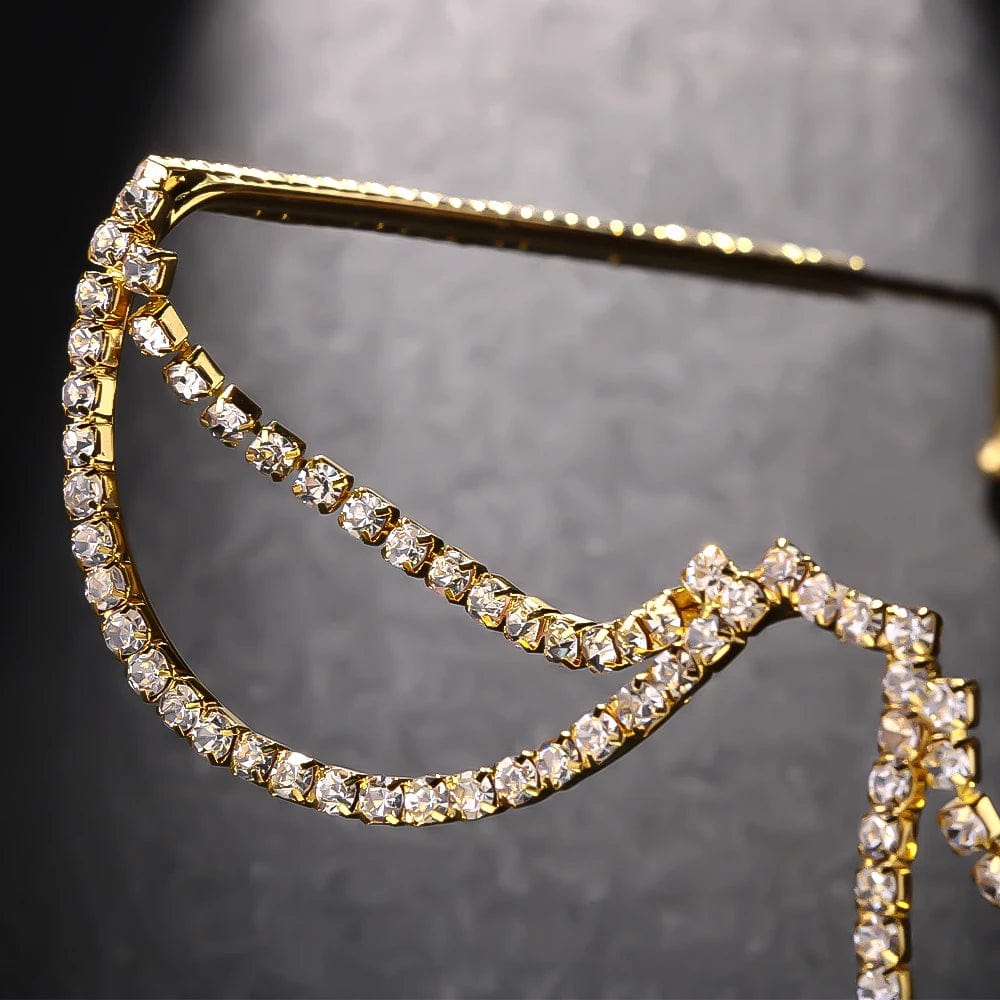 New Trendy Simple Design Double Layer Rhinestone Women Eyeglasses Frames Summer Unique Diamond Sunglasses Jewelry Wholesale