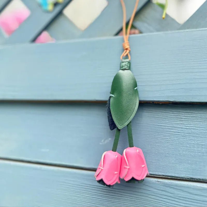 New Tulip Bag Pendant Fashion Creative Design High Quality Leather Keychain Simulation Flower Simple Versatile Pendant Decorate - SN Wigs & More
