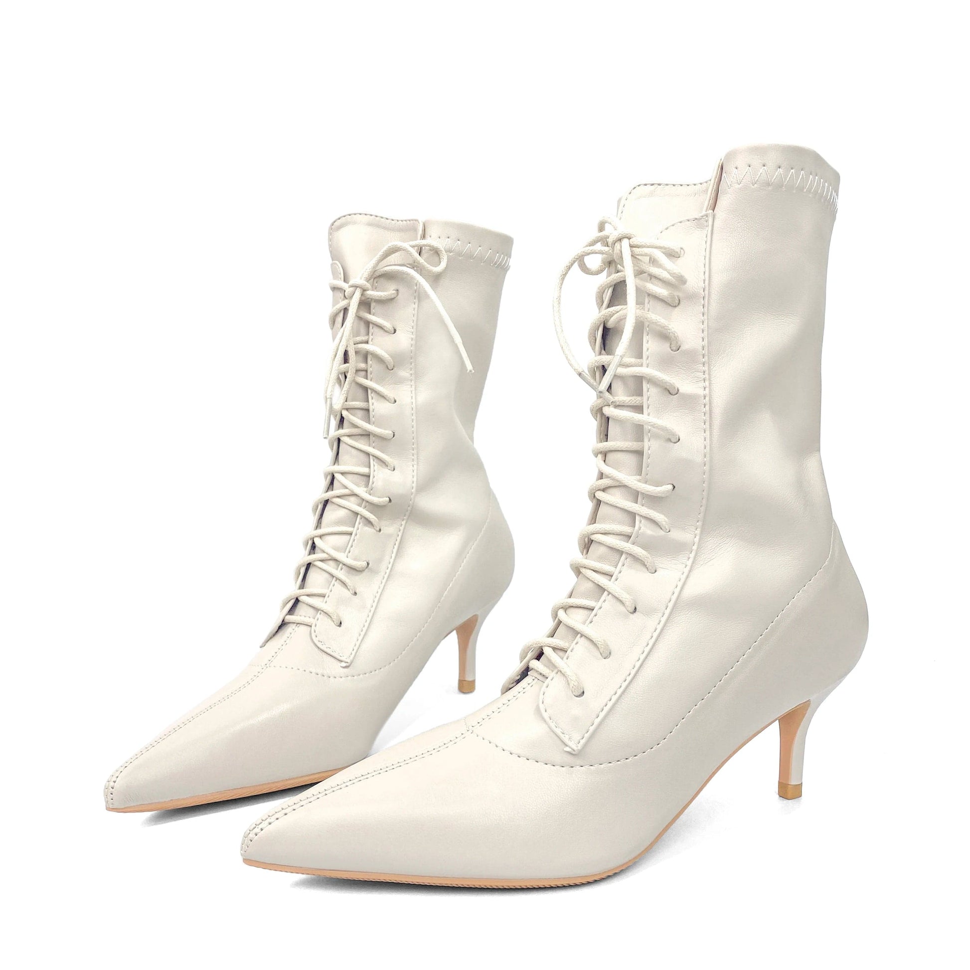 New Winter Autumn black Stiletto boot leather Pointed Toe Ladies Boots High Heels Middle cylinder Booties Women Lace up shoes