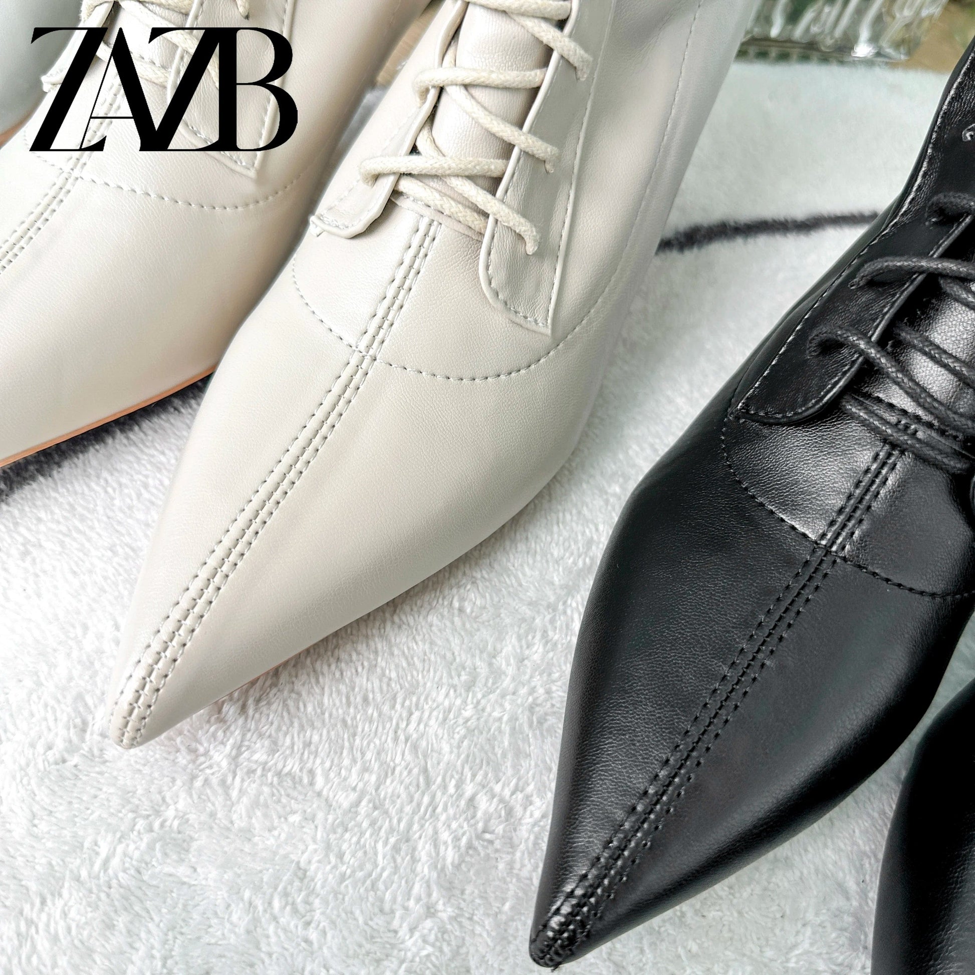 New Winter Autumn black Stiletto boot leather Pointed Toe Ladies Boots High Heels Middle cylinder Booties Women Lace up shoes