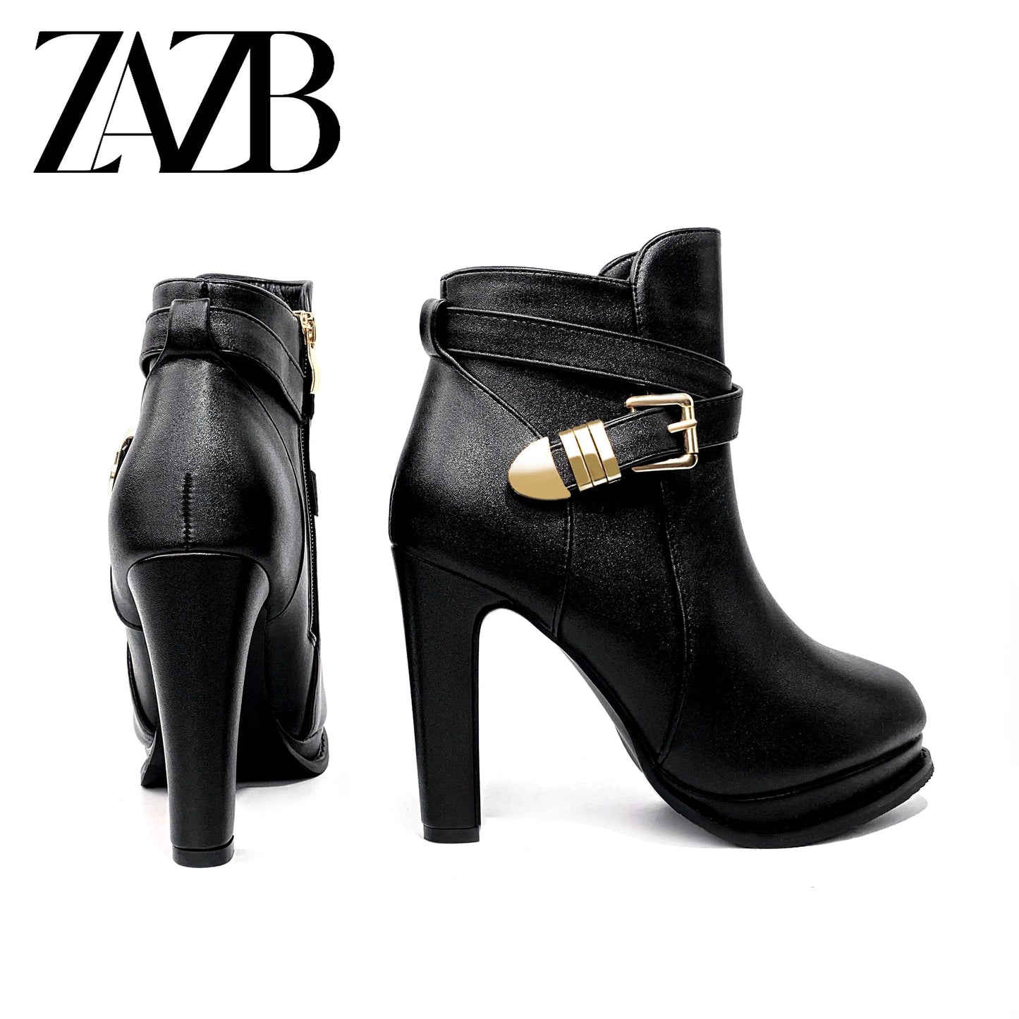 New Winter Autumn Stiletto boot Ladies Boots High Heels Middle cylinder Booties Women Thick heel Metal leather buckle shoes