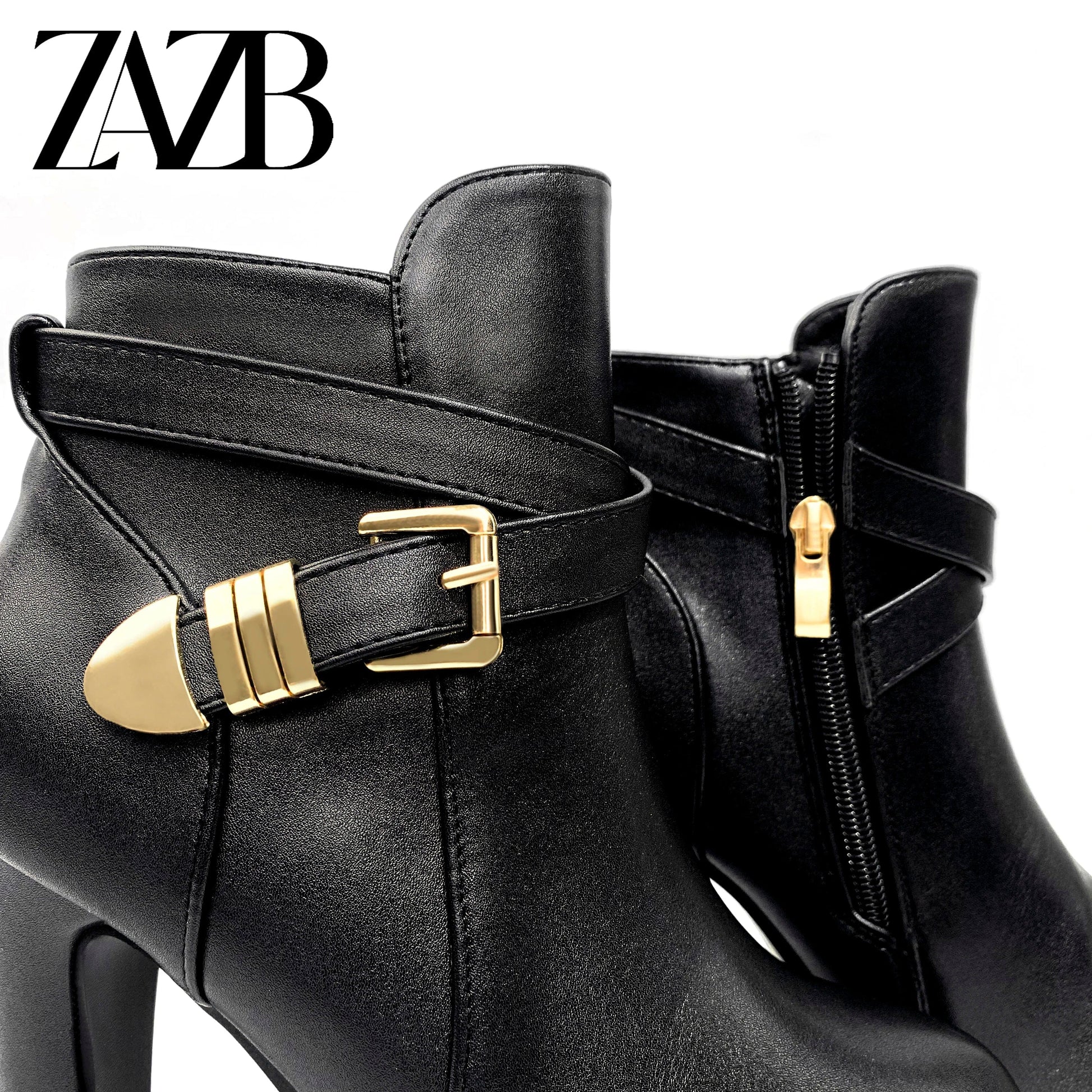 New Winter Autumn Stiletto boot Ladies Boots High Heels Middle cylinder Booties Women Thick heel Metal leather buckle shoes