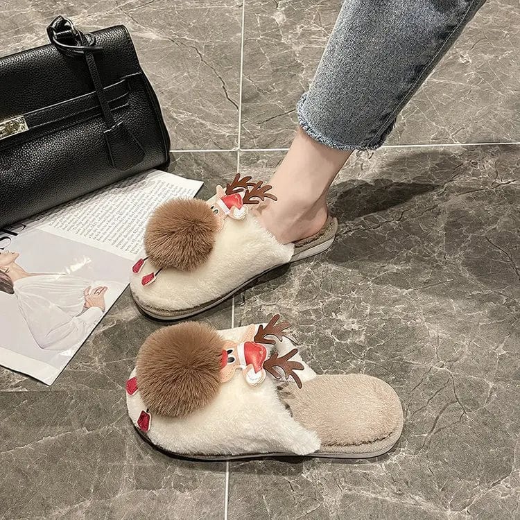New Winter Korean Fashion lovely cartoon fluffy slippers Fur Warm adult Home Slippers Female Non-slip indoor Slippers