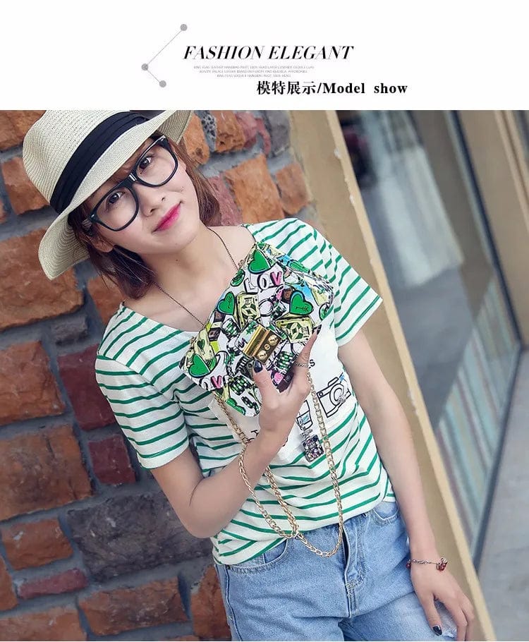 New Women Bags Summer Graffiti Ladies designer handbags high quality chain mini bag women messenger bags for women Clutch