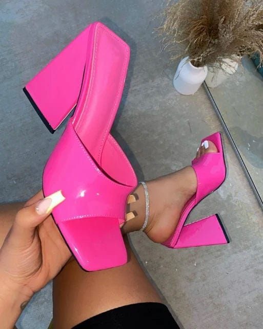 New Women Fashion Transparent Sexy Wedding Party Shoes Woman Office High Heels Female Dress Sandals Square Head Large Size 35~43