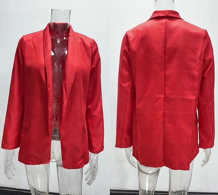 New Women Office Lady Lapel Blazer Long Sleeve Slim Cardigan OL Solid Color Casual Suit Jacket