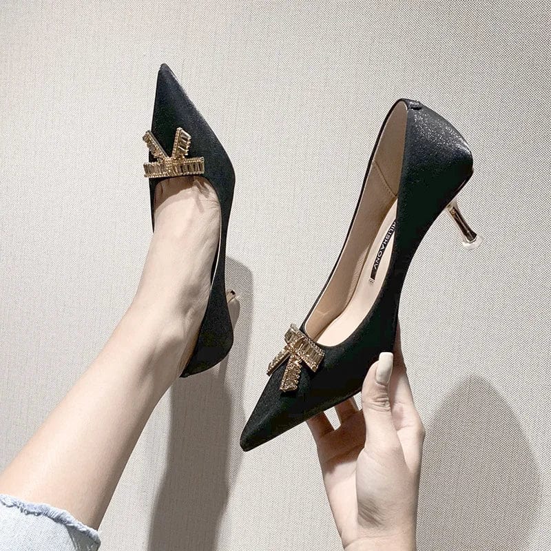 New Women Pointed-toe Bowknot High Heel Pumps Sexy Party Banquet Ladies Dress Shoes Spring Summer Sandals Female