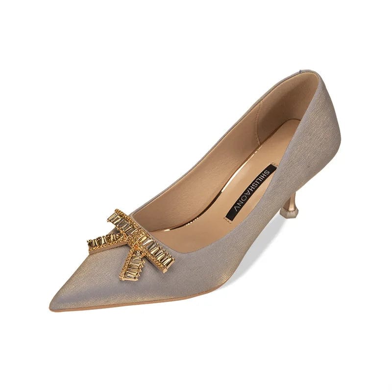 New Women Pointed-toe Bowknot High Heel Pumps Sexy Party Banquet Ladies Dress Shoes Spring Summer Sandals Female