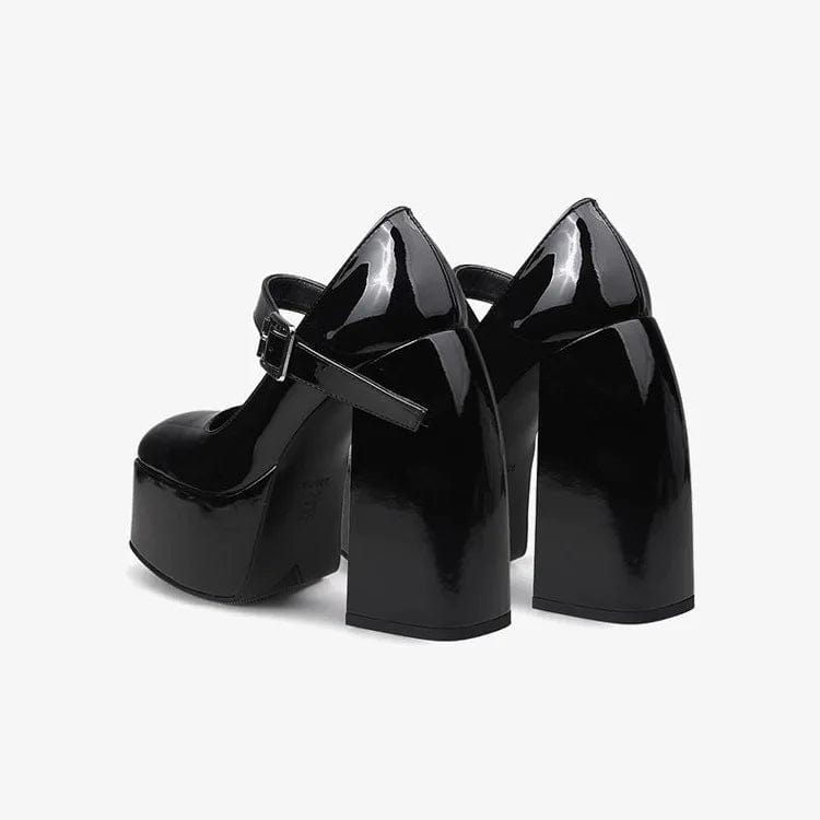 New Women Pump Simple Solid Color Mary Jane Platform Mujer Shoes Square-toe Lace Up Super High Heel Pumps Ladies Nightclub Shoes