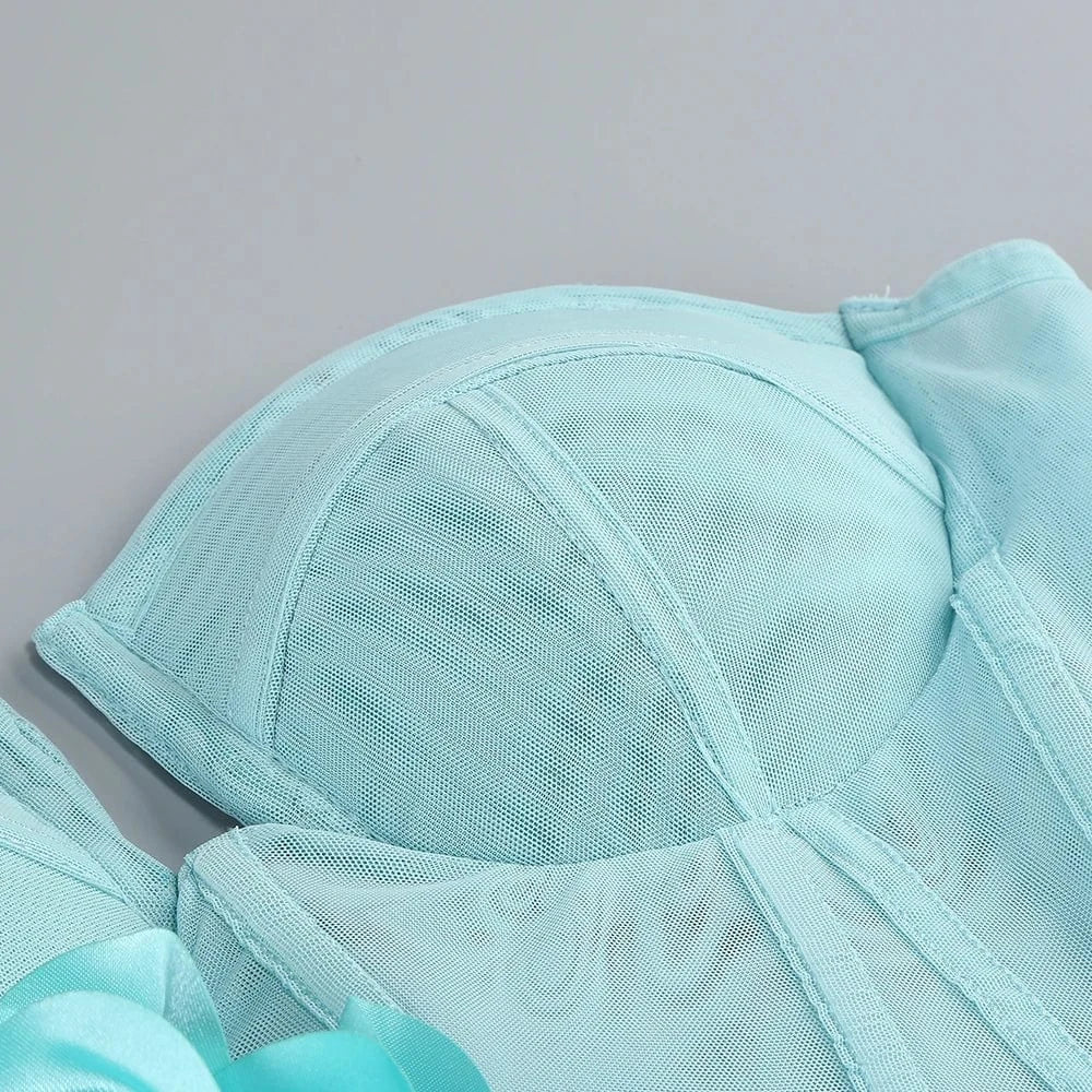 New Women's Sexy Strapless Casual Dress Holiday Style Three-Dimensional Flower Decorated Dress Floor-Length Evening Dress