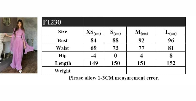 New Women's Solid Color Belted O-Neck Long Sleeve Fairy Elegant Pleated Flowy Ankle-Length Dress Luxurious Evening Party Dress