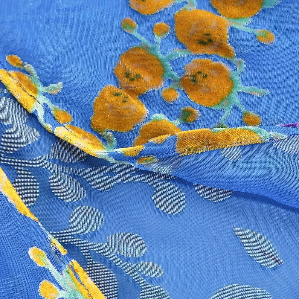 New Women's Velvet Print Hottie Hollow Out Backless Look Slimmer Halter Dress With Big Swing Slit Slim Calf Length Dress