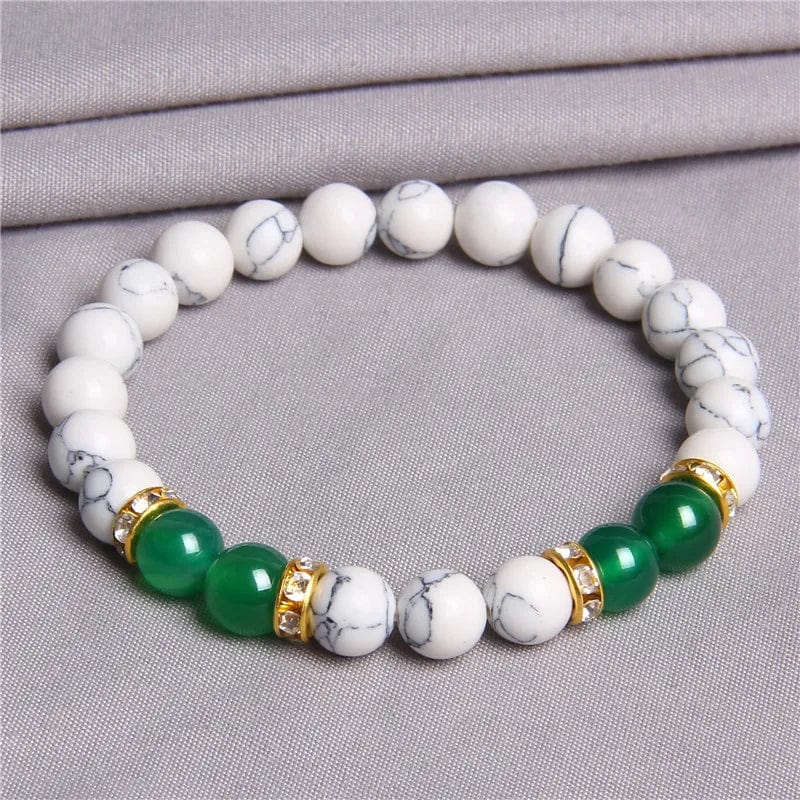 Newest Fashion Jewelry Handmade 8MM White Howlite Rose Quartz Stone Beads Couple Bracelet Wholesale