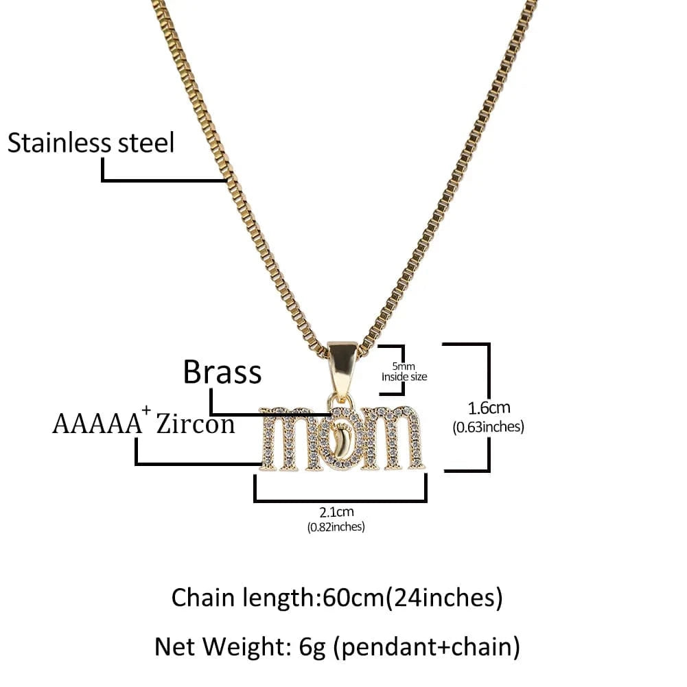 Newest Iced Out MOM Necklaces Full Cz Foot and MOM Pendant for Women Gift Mother Day