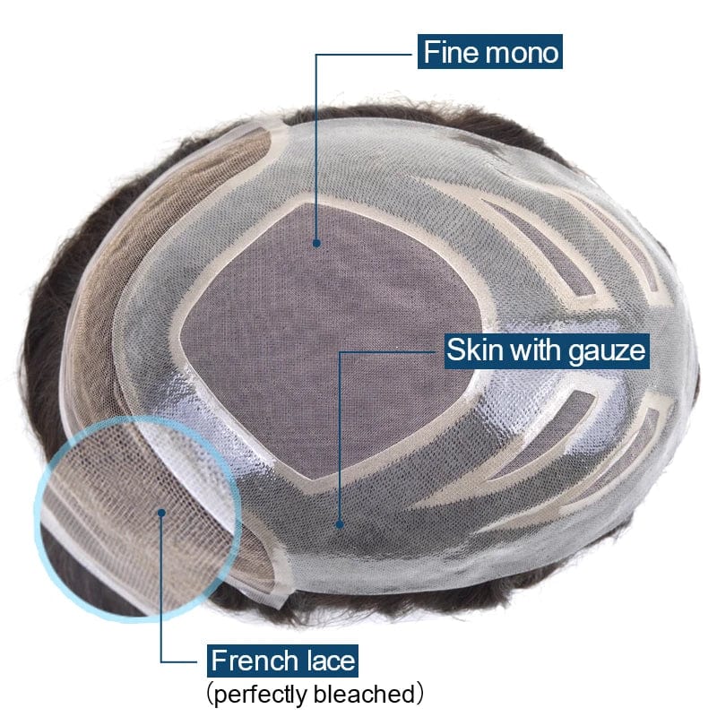 Newtimes hair stock fine mono french lace mens human hair replacement systems toupee for men