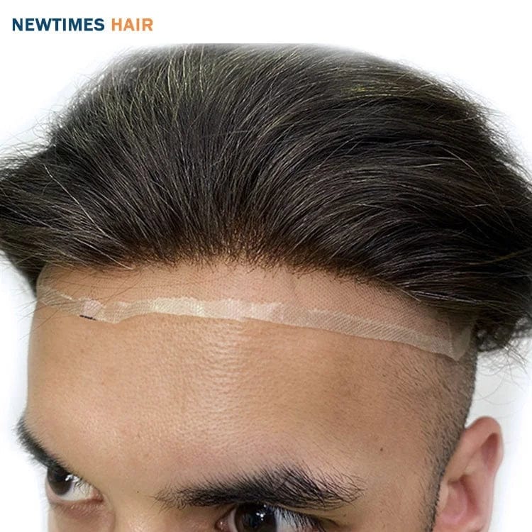 Newtimes hair stock fine mono french lace mens human hair replacement systems toupee for men