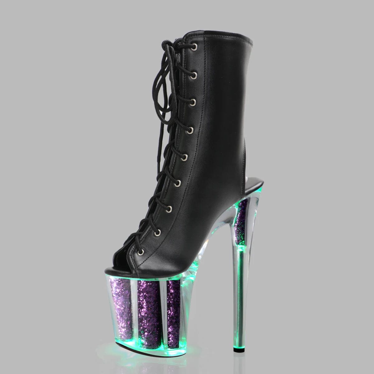Nightclub 20cm Ankle Boots Lace Up Platform Gladiator Punk Black Pole Dance Shoes Exotic Dancer Flash Punk Mature Catwalk Models