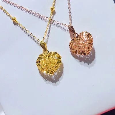 NINE'S 18K Solid Gold Fine Jewelry Star Heart Pendant Necklace Yellow Gold Customized Hollow Lucky Necklace
