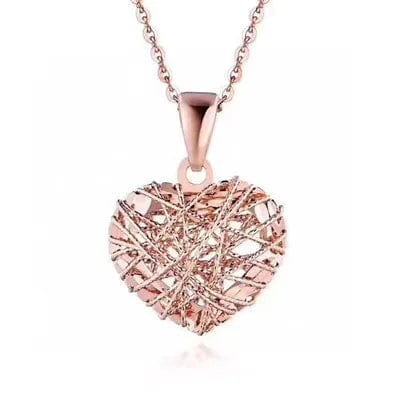NINE'S 18K Solid Gold Fine Jewelry Star Heart Pendant Necklace Yellow Gold Customized Hollow Lucky Necklace