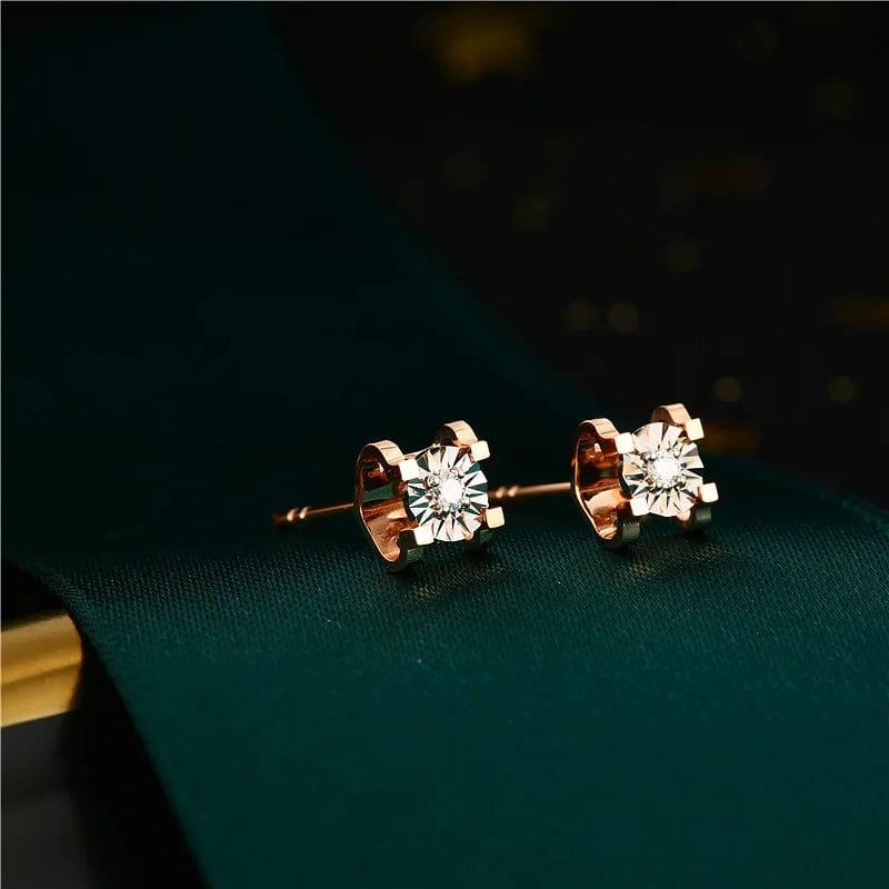 NINE'S Hot Sell Real 18K Solid Gold Stud Earring Trendy Design Real Gold Earring Stud 18K Gold Diamonds Jewelry