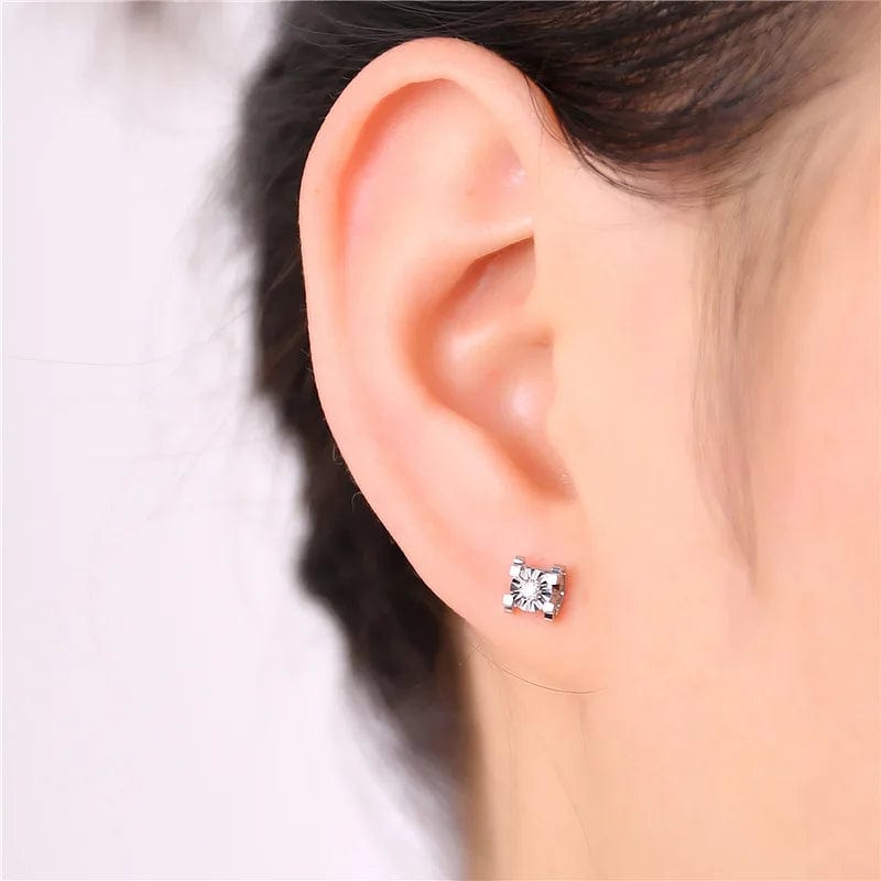 NINE'S Hot Sell Real 18K Solid Gold Stud Earring Trendy Design Real Gold Earring Stud 18K Gold Diamonds Jewelry