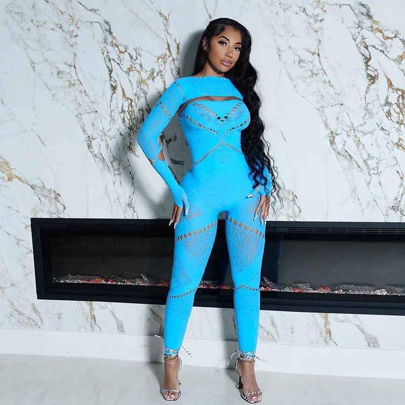 NN0026 one piece rompers rhinestone new arrival 2024 spring womens clothing see through mesh sexy bodycon solid jumpsuits women