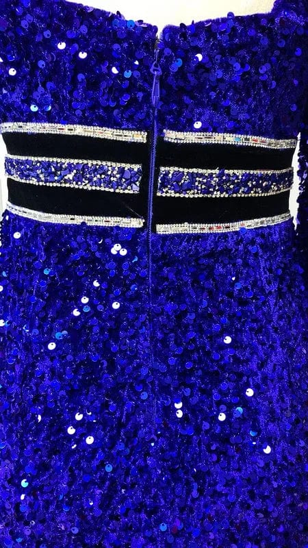 Novance F3019 Vendors For Clothing Shinny Bling Sequin Gala Dress Puff Sleeve High Slit Club Vestidos De Fiesta Mujer Azul Rey