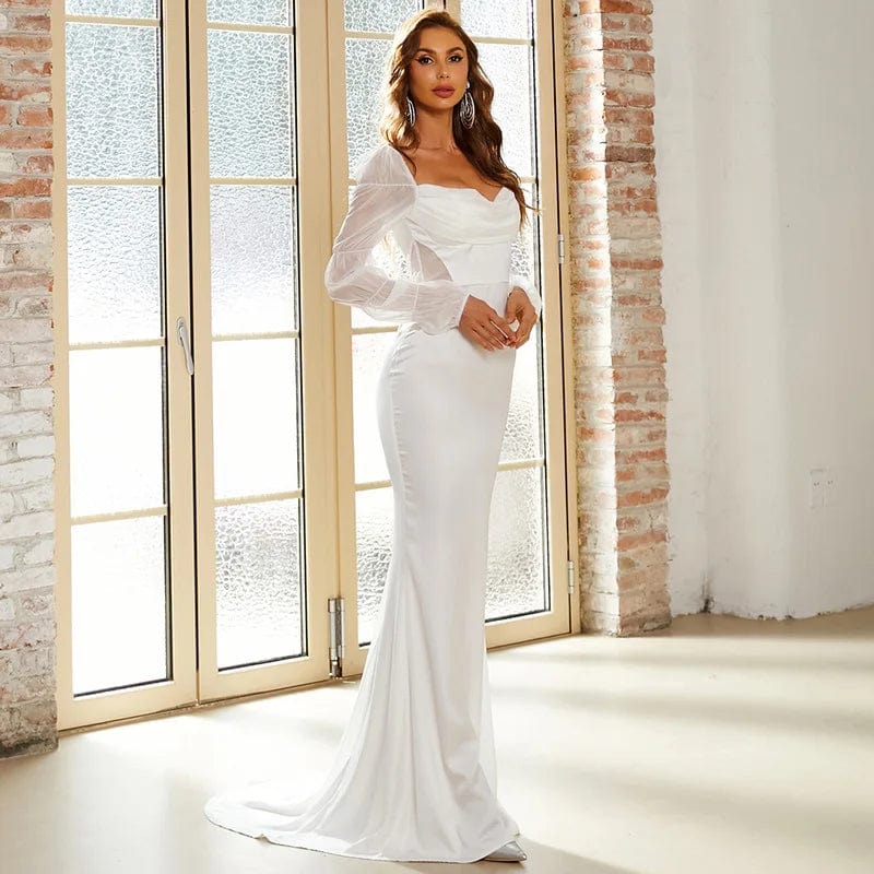 NOVANCE XJ157 Mesh sleeve Gauze waist white dresses long elegant wedding dress bridal gowns women boutique dress clothing