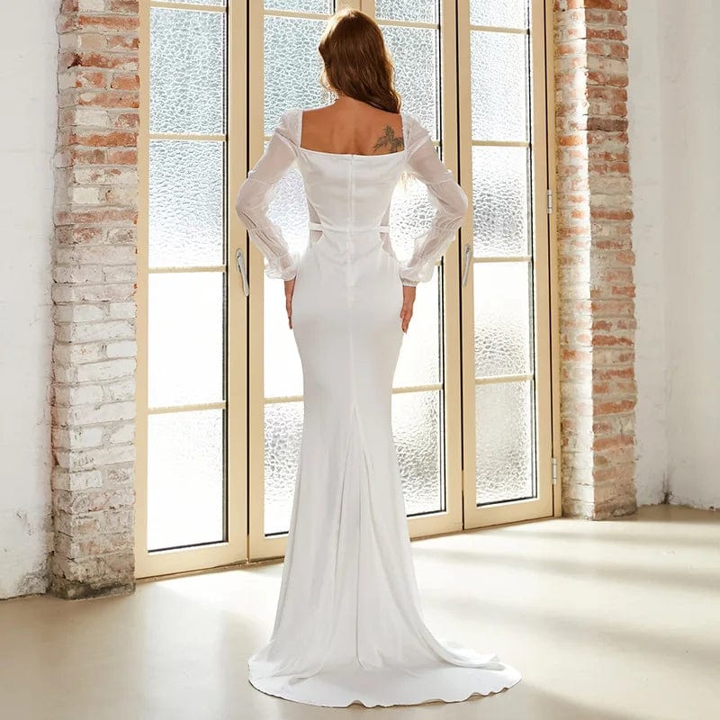 NOVANCE XJ157 Mesh sleeve Gauze waist white dresses long elegant wedding dress bridal gowns women boutique dress clothing