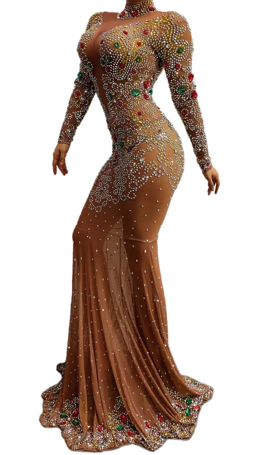 NOVANCE Y1752 womens fashion stylish clothing Elegant Brown Dazzling Jewel Fishtail wedding dress princess frock for black women